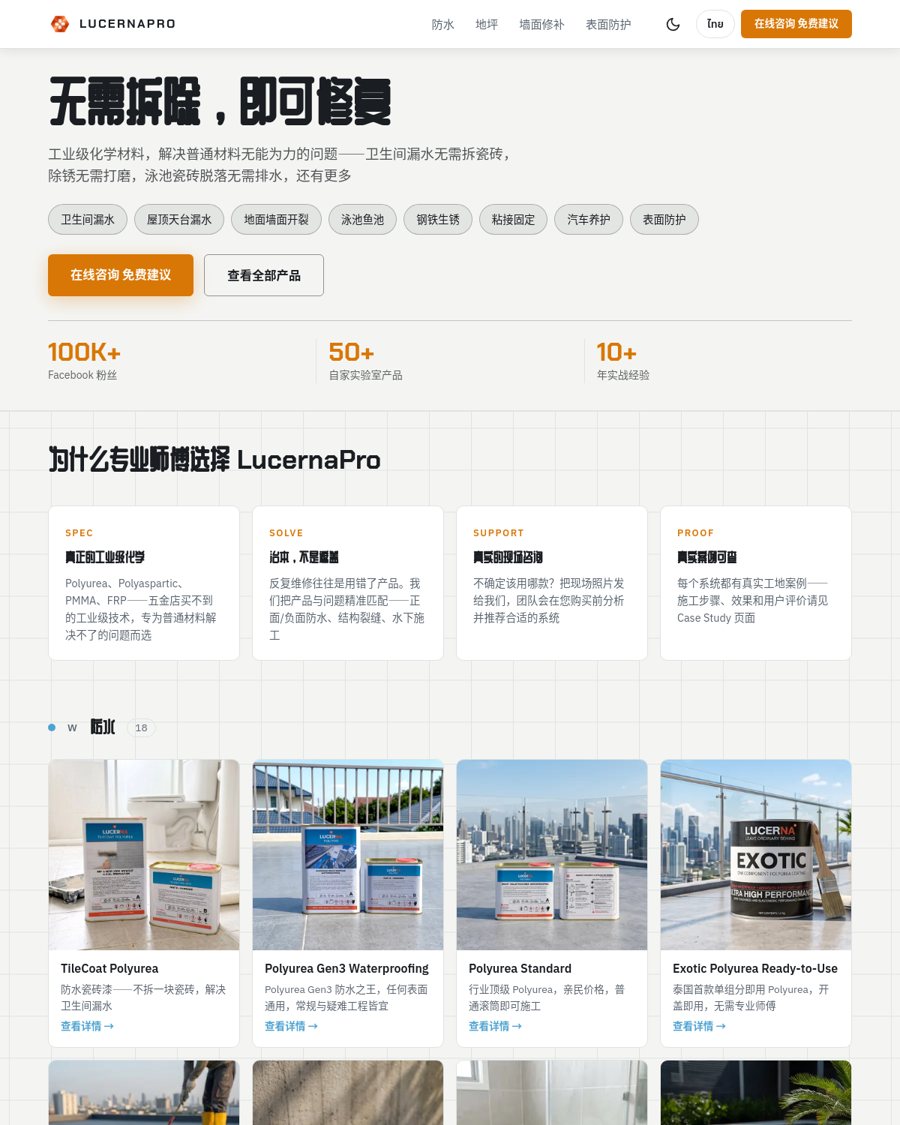 LucernaPro——建筑化工，50 多款产品